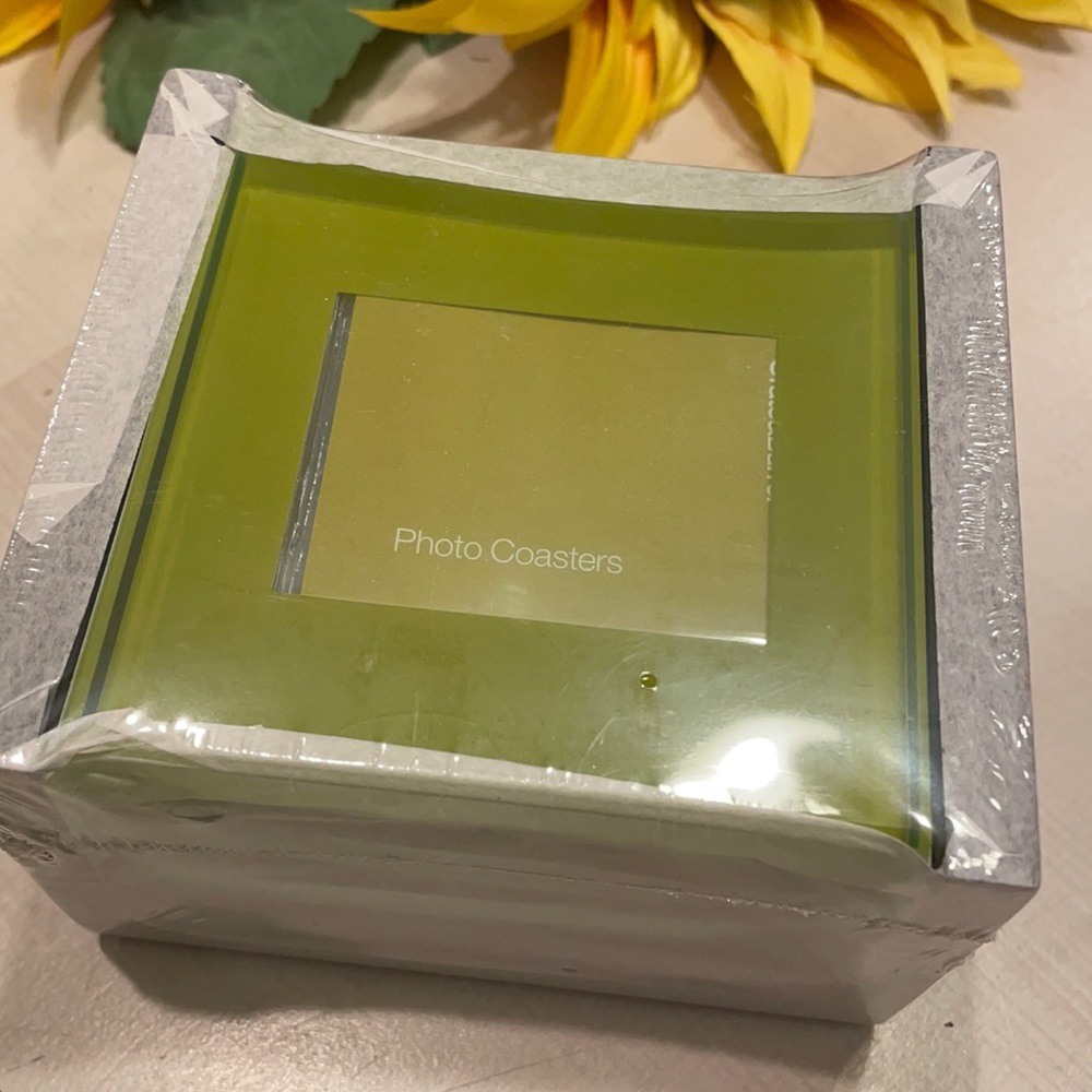 CRATE & BARREL GLASS PHOTO AND ART COASTERS